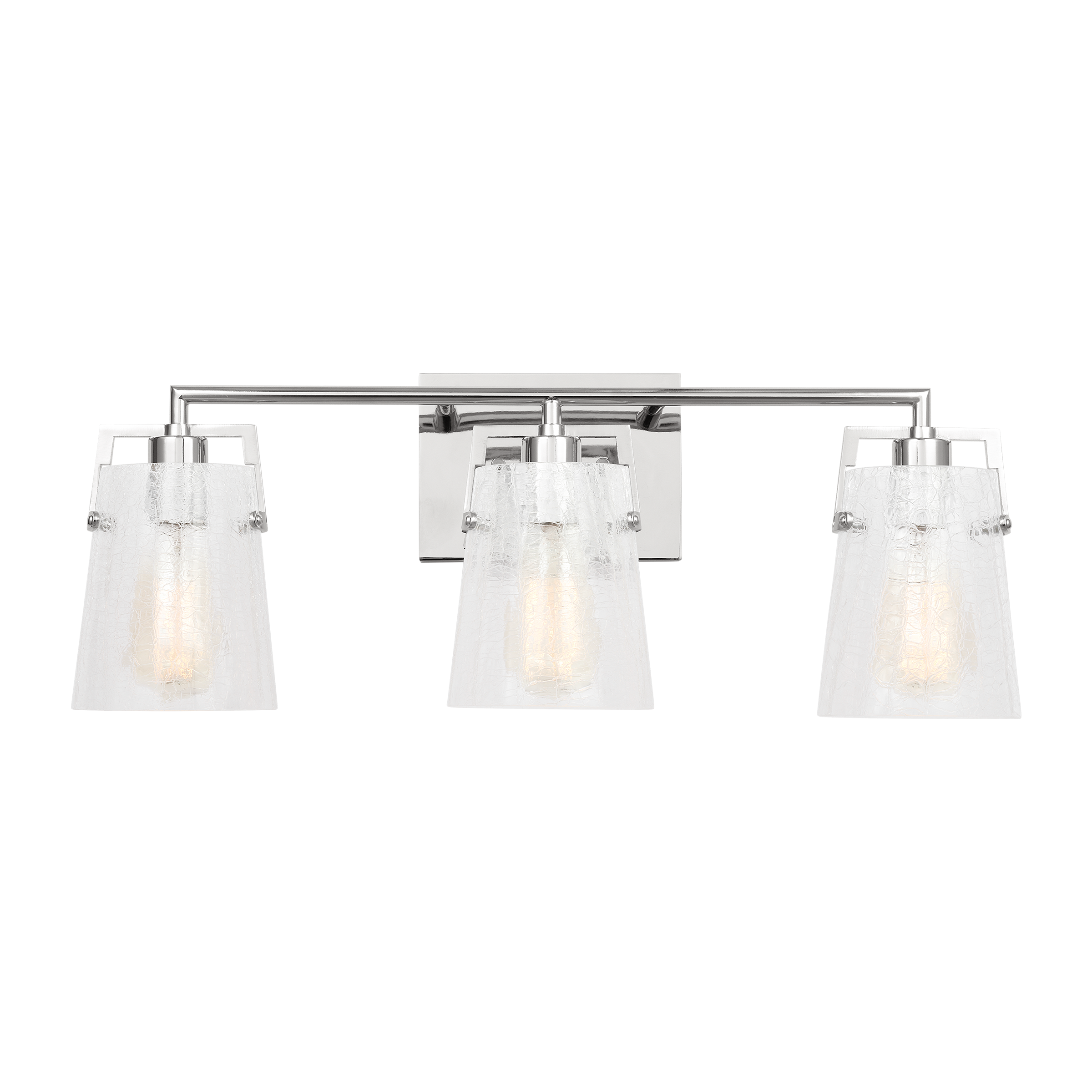 Crofton 3 - Light Vanity Chrome Clear Crackle Glass