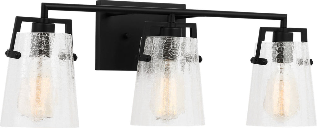 Crofton 3 - Light Vanity Midnight Black Clear Crackle Glass