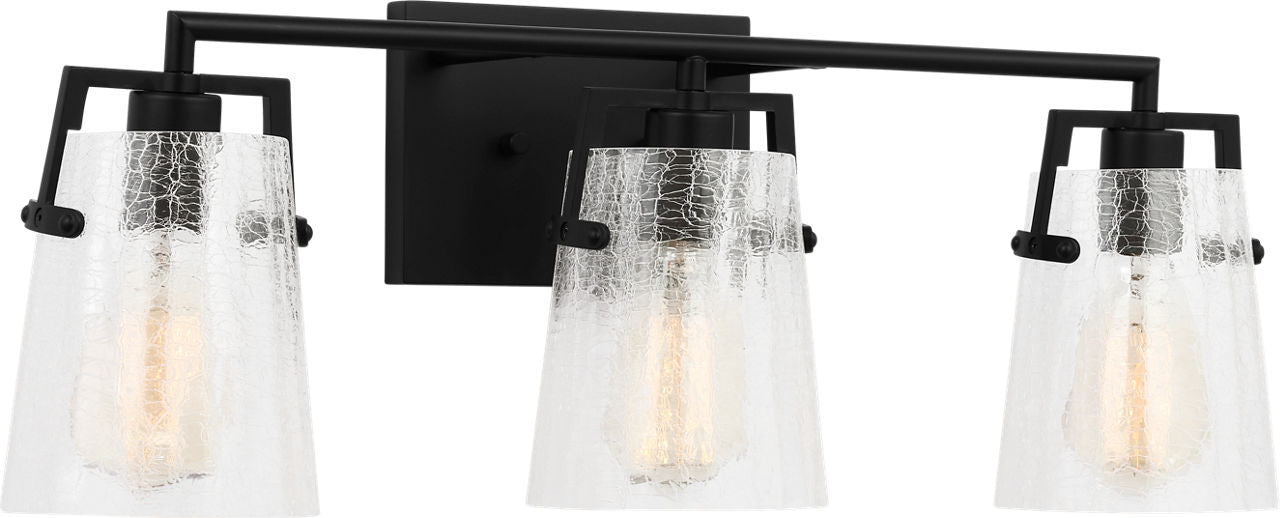 Crofton 3 - Light Vanity Midnight Black Clear Crackle Glass