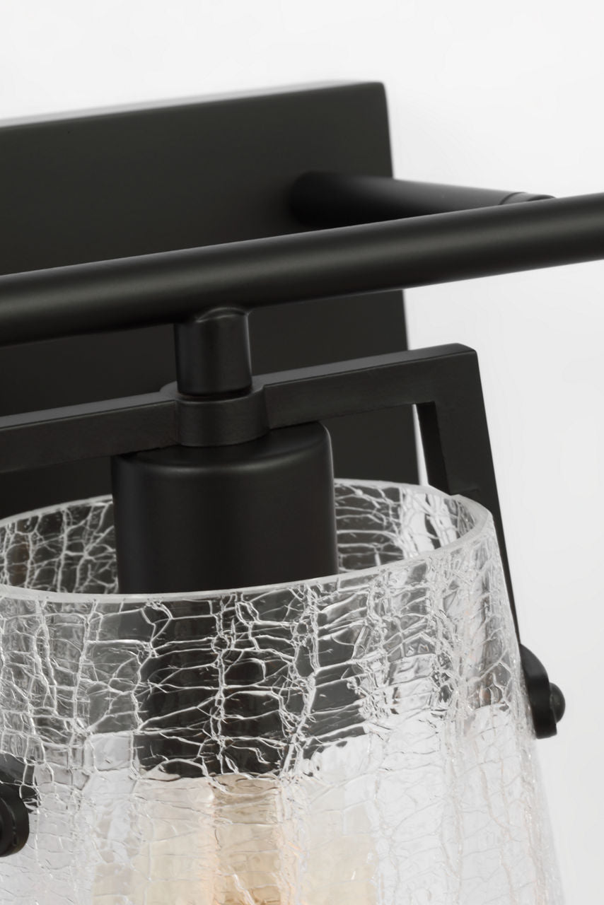 Crofton 3 - Light Vanity Midnight Black Clear Crackle Glass