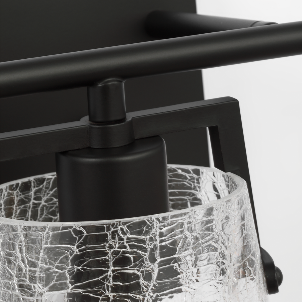 Crofton 3 - Light Vanity Midnight Black Clear Crackle Glass