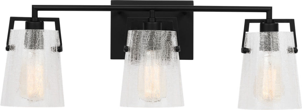 Crofton 3 - Light Vanity Midnight Black Clear Crackle Glass