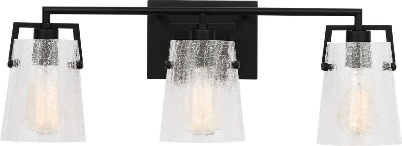 Crofton 3 - Light Vanity Midnight Black Clear Crackle Glass