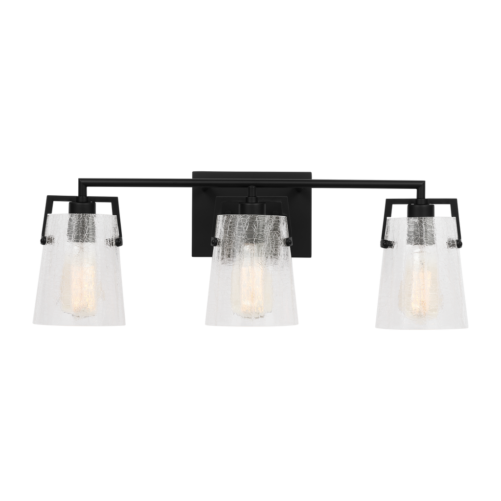 Crofton 3 - Light Vanity Midnight Black Clear Crackle Glass