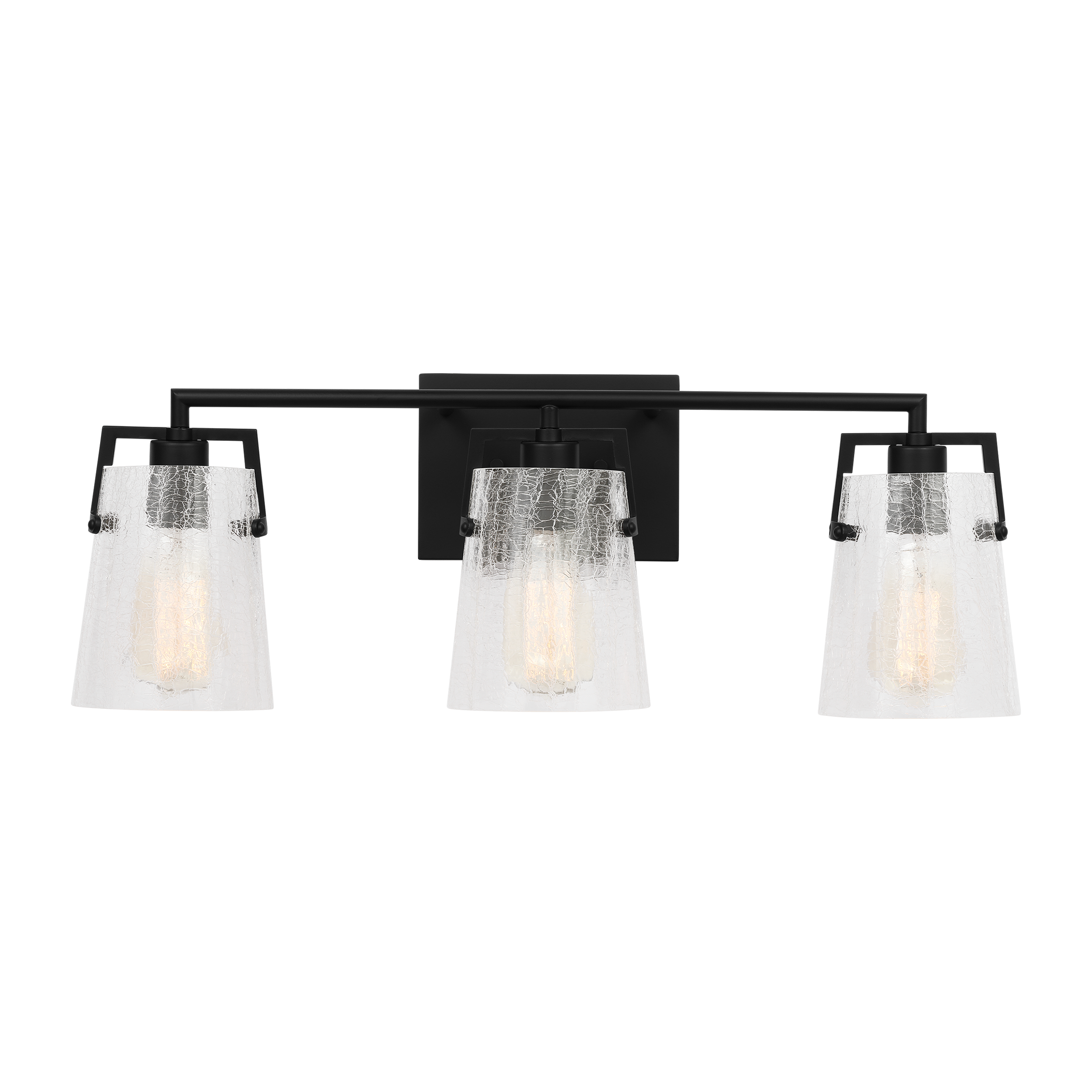 Crofton 3 - Light Vanity Midnight Black Clear Crackle Glass