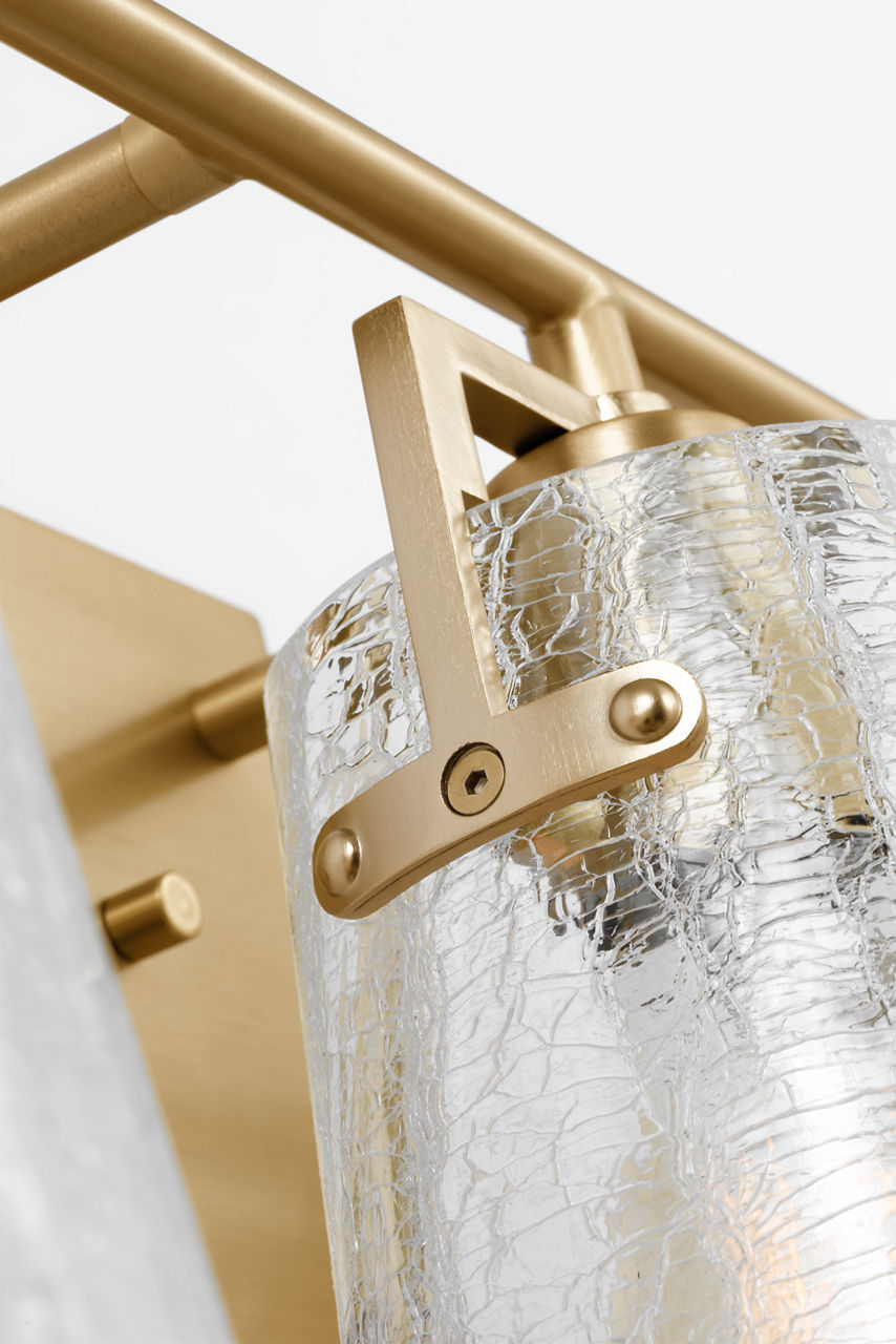 Crofton 3 - Light Vanity Satin Brass Clear Crackle Glass