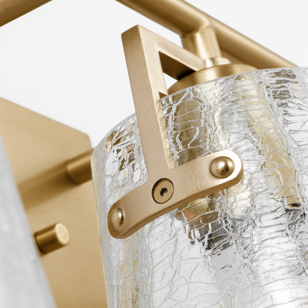 Crofton 3 - Light Vanity Satin Brass Clear Crackle Glass