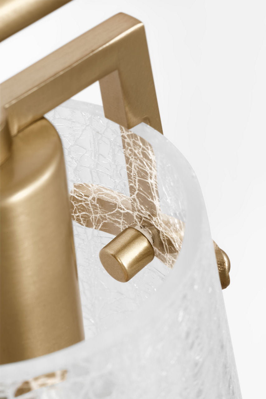 Crofton 3 - Light Vanity Satin Brass Clear Crackle Glass