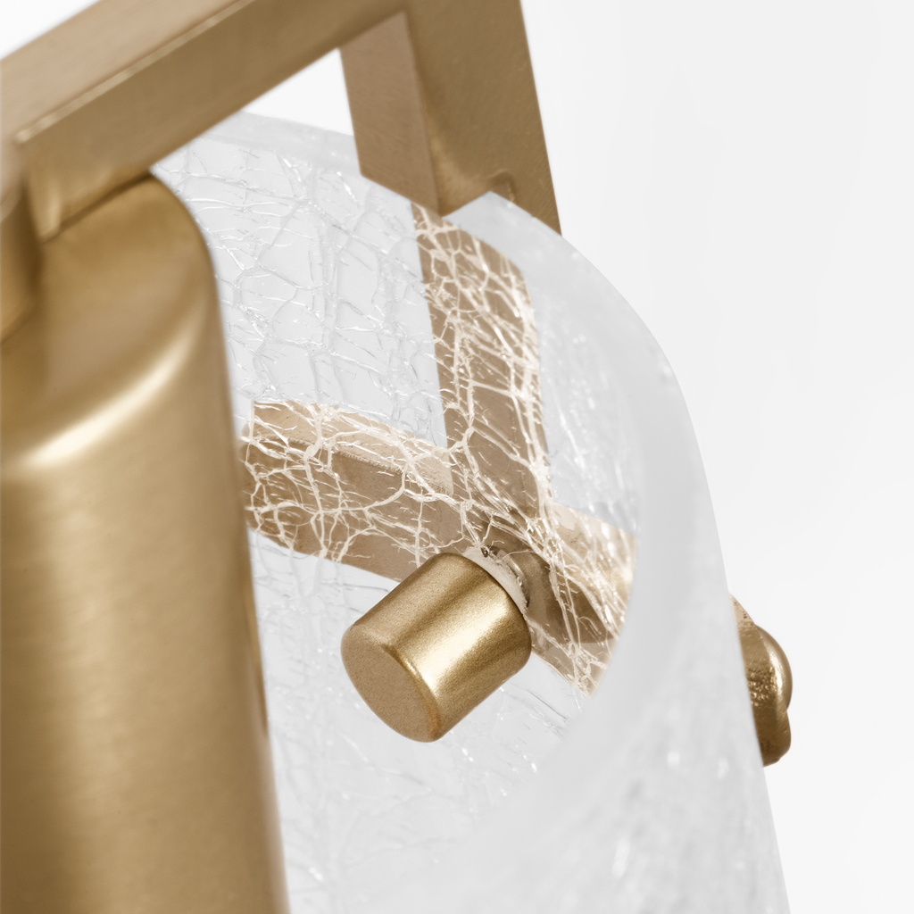 Crofton 3 - Light Vanity Satin Brass Clear Crackle Glass