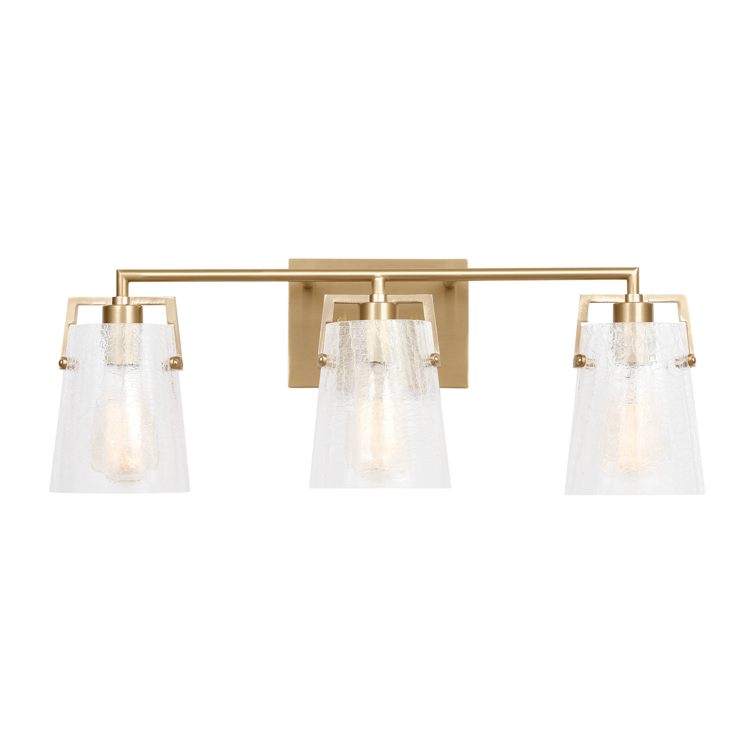 Crofton 3 - Light Vanity Satin Brass Clear Crackle Glass