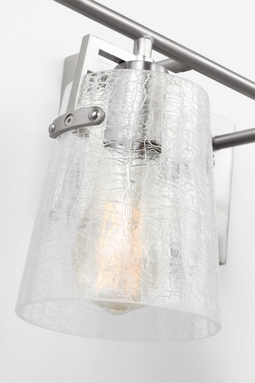 Crofton 4 - Light Vanity Brushed Nickel Clear Crackle Glass