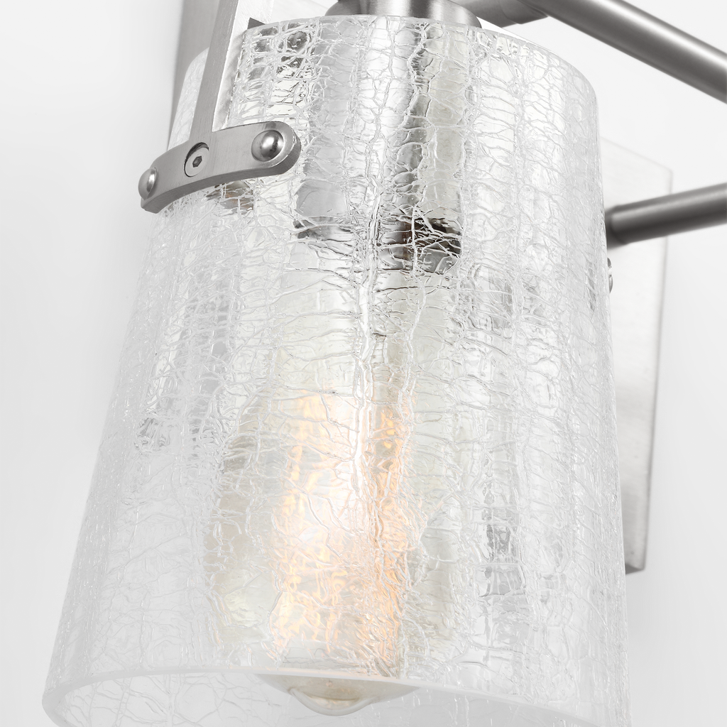 Crofton 4 - Light Vanity Brushed Nickel Clear Crackle Glass