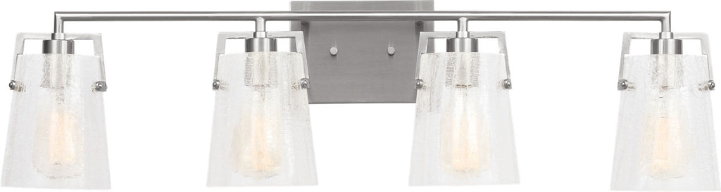 Crofton 4 - Light Vanity Brushed Nickel Clear Crackle Glass