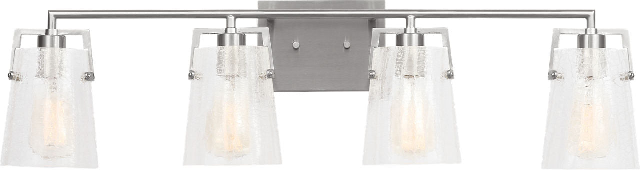 Crofton 4 - Light Vanity Brushed Nickel Clear Crackle Glass