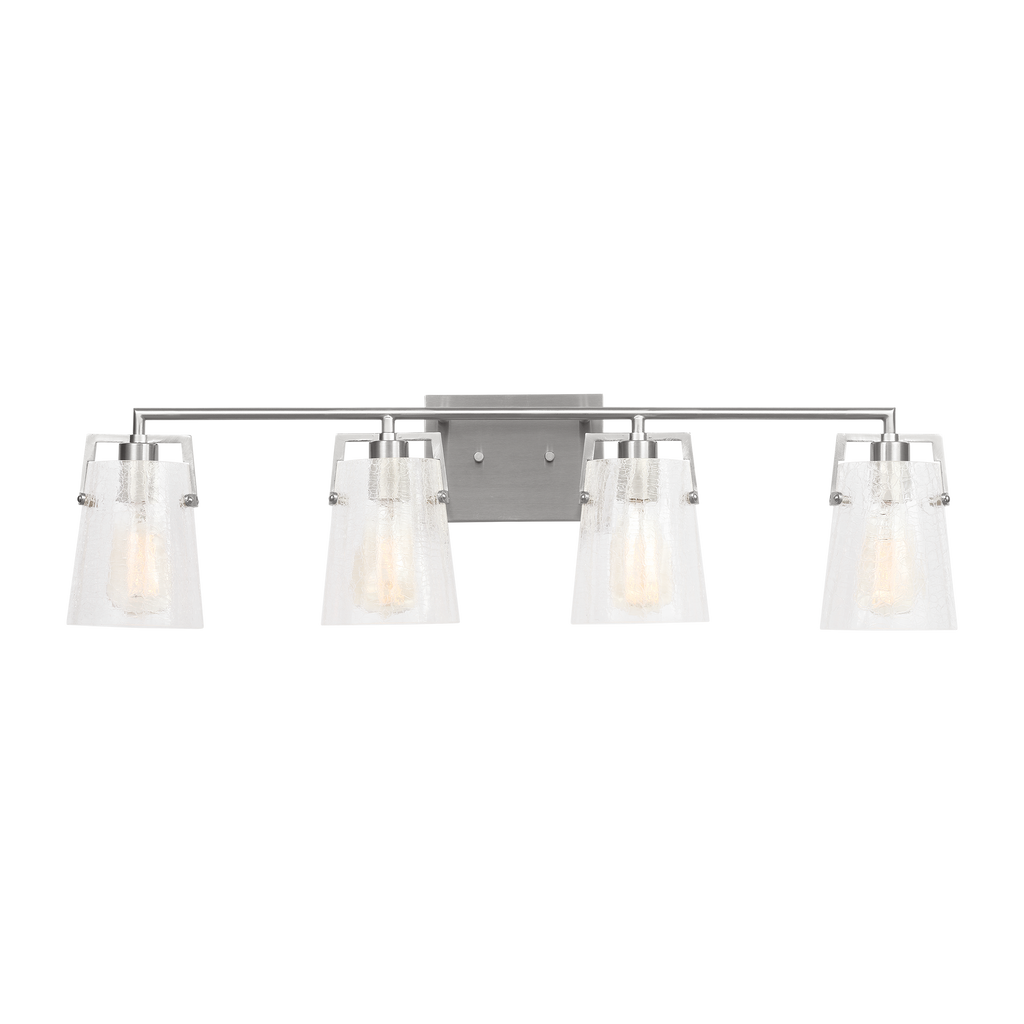 Crofton 4 - Light Vanity Brushed Nickel Clear Crackle Glass