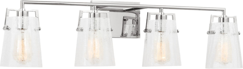 Crofton 4 - Light Vanity Chrome Clear Crackle Glass