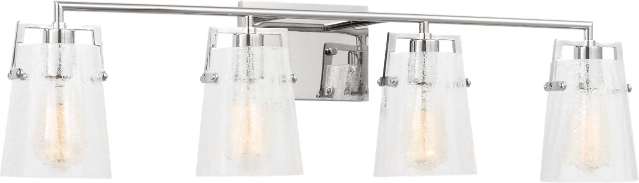 Crofton 4 - Light Vanity Chrome Clear Crackle Glass