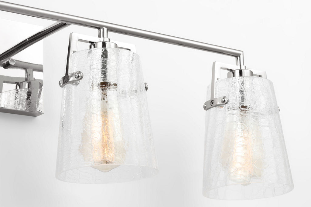 Crofton 4 - Light Vanity Chrome Clear Crackle Glass