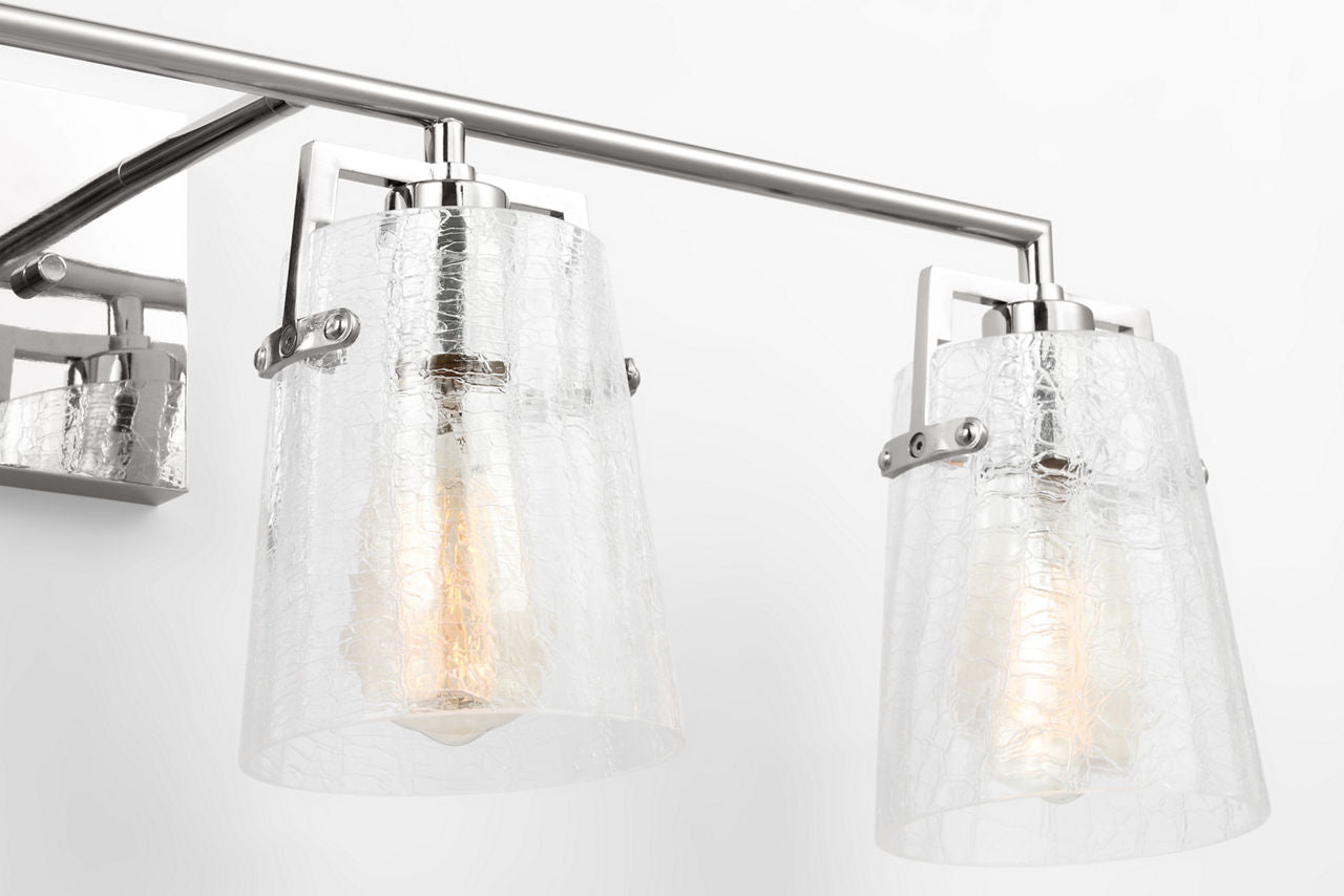 Crofton 4 - Light Vanity Chrome Clear Crackle Glass