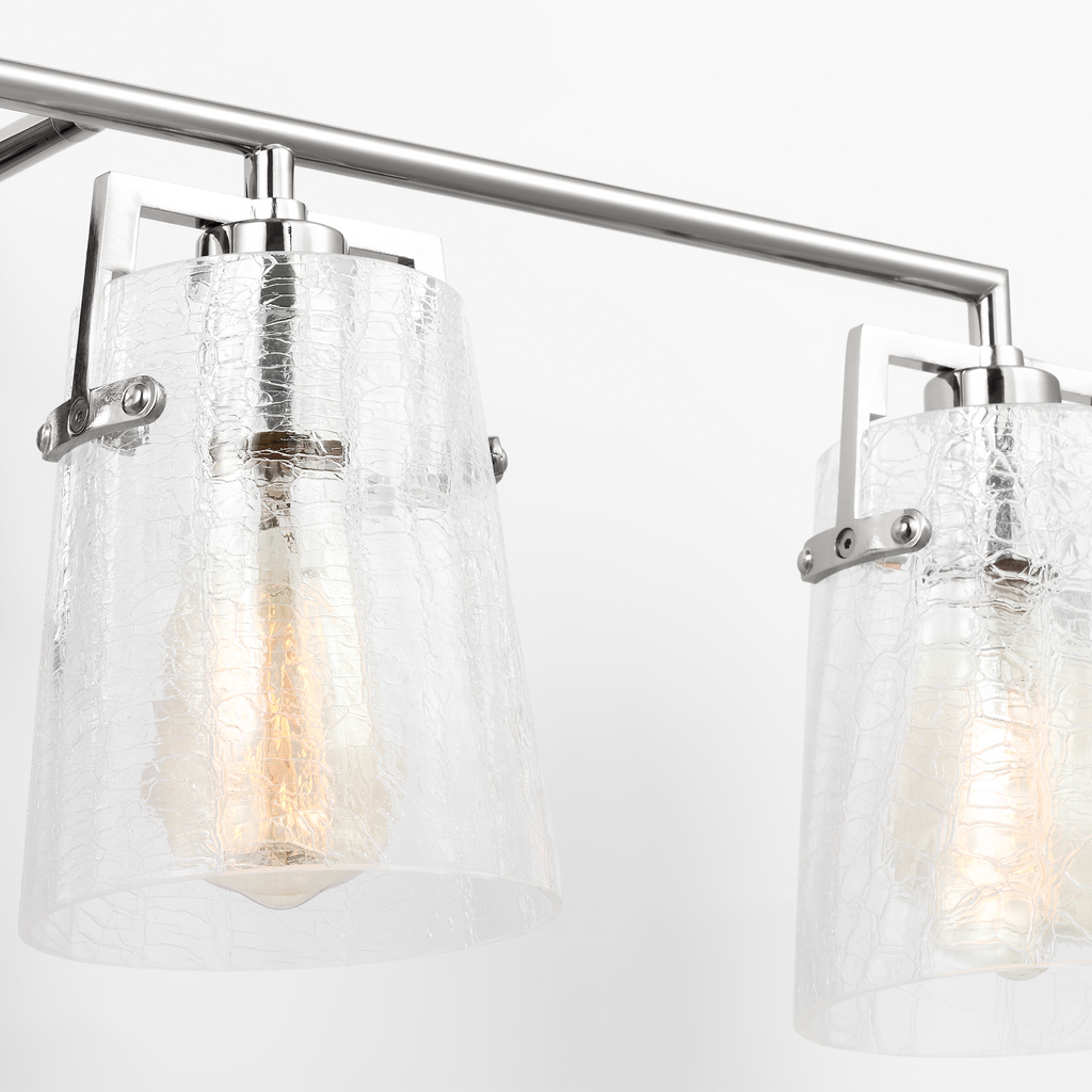 Crofton 4 - Light Vanity Chrome Clear Crackle Glass