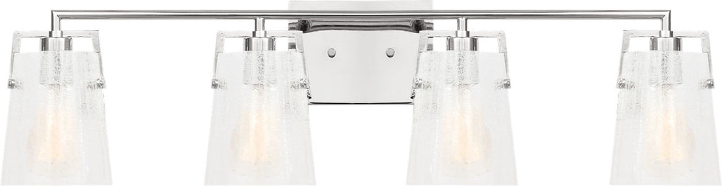 Crofton 4 - Light Vanity Chrome Clear Crackle Glass