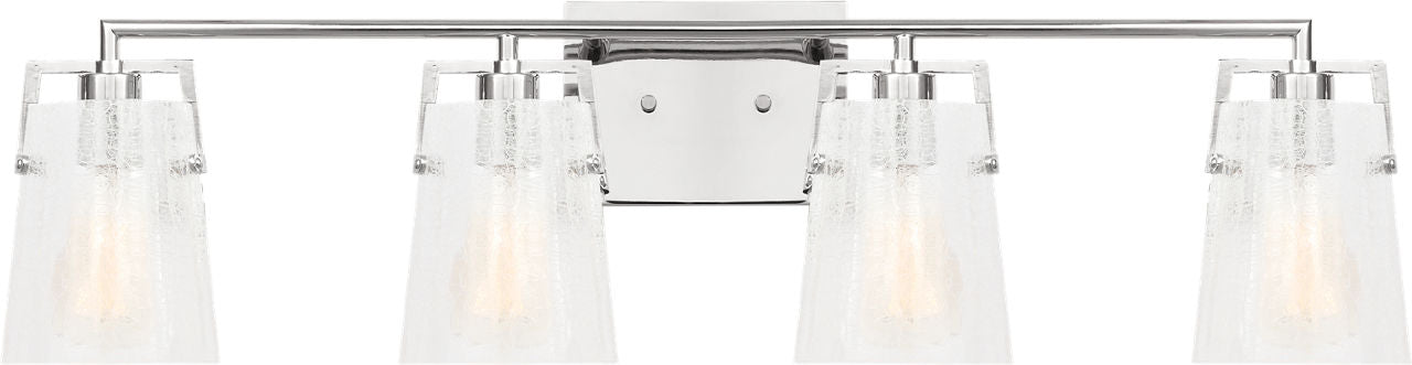 Crofton 4 - Light Vanity Chrome Clear Crackle Glass