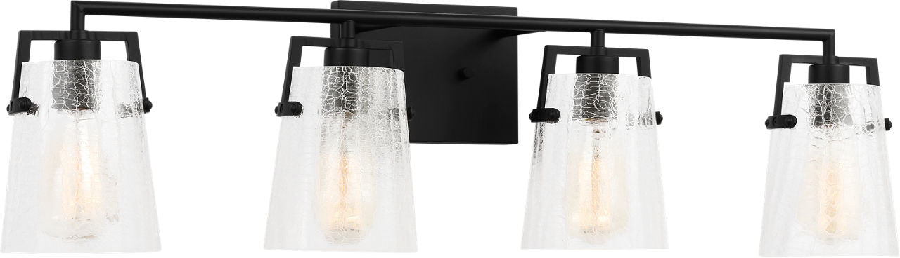 Crofton 4 - Light Vanity Midnight Black Clear Crackle Glass