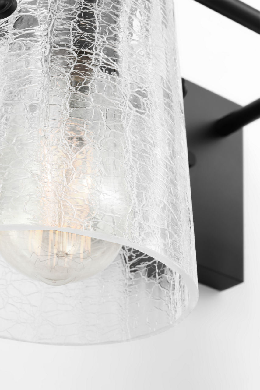 Crofton 4 - Light Vanity Midnight Black Clear Crackle Glass