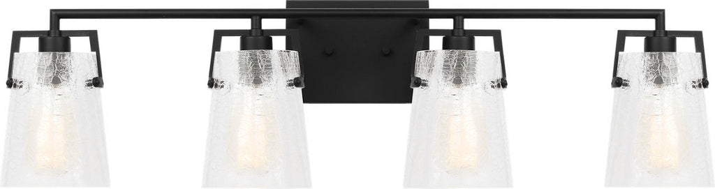 Crofton 4 - Light Vanity Midnight Black Clear Crackle Glass