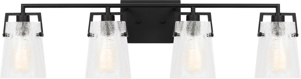 Crofton 4 - Light Vanity Midnight Black Clear Crackle Glass