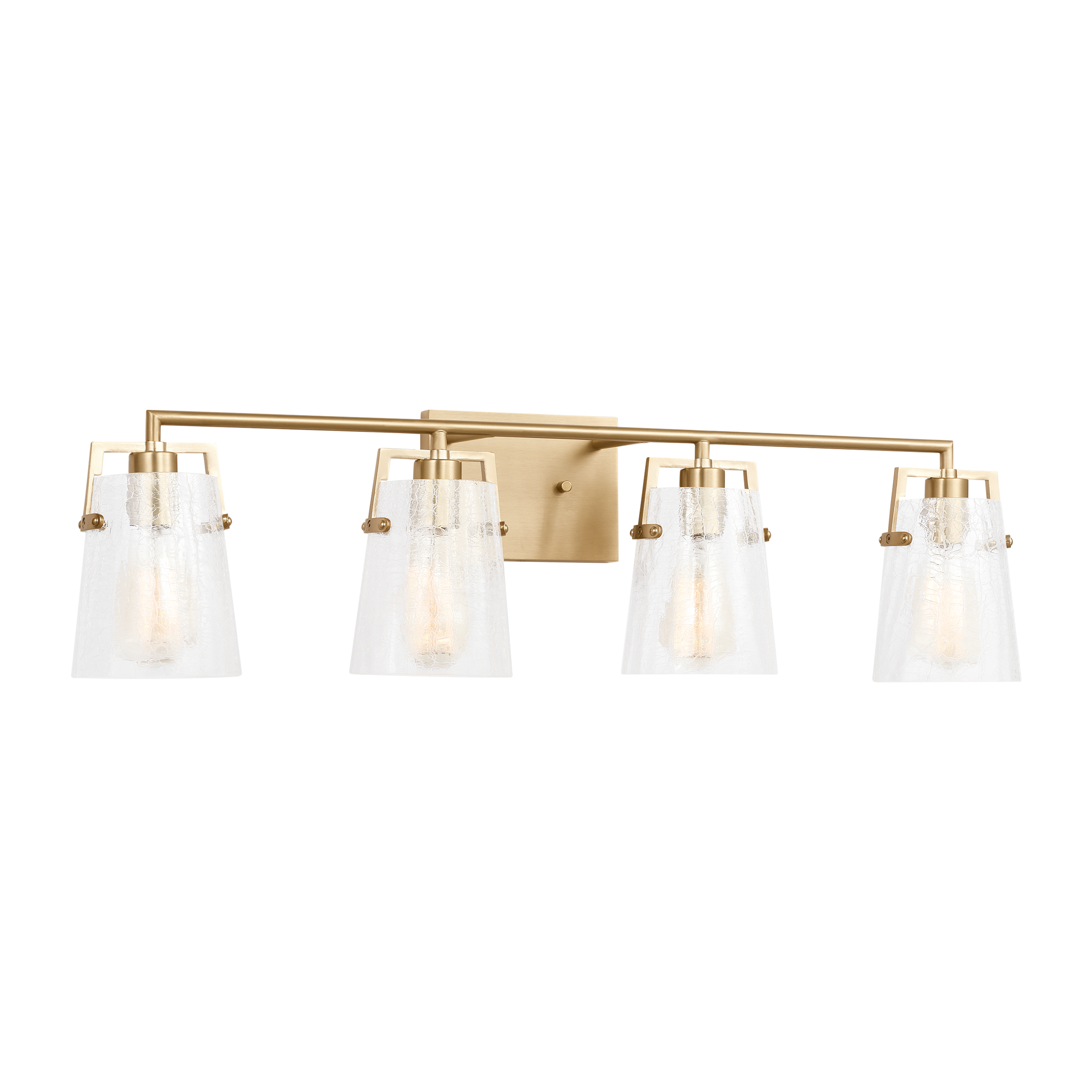 Crofton 4 - Light Vanity Satin Brass Clear Crackle Glass