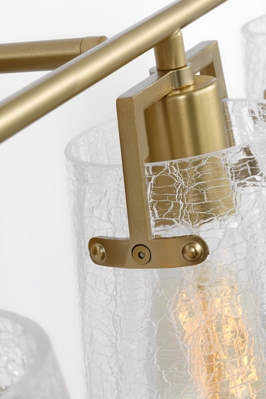 Crofton 4 - Light Vanity Satin Brass Clear Crackle Glass