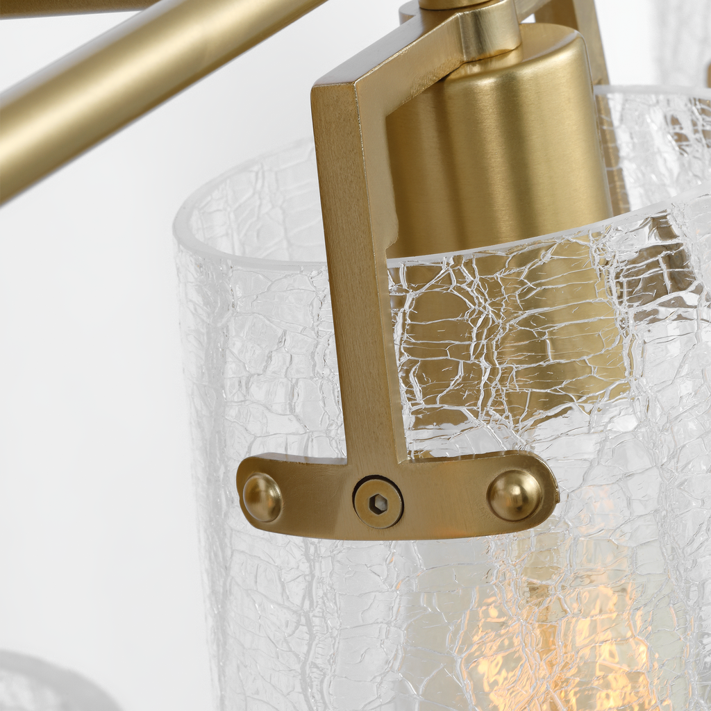 Crofton 4 - Light Vanity Satin Brass Clear Crackle Glass