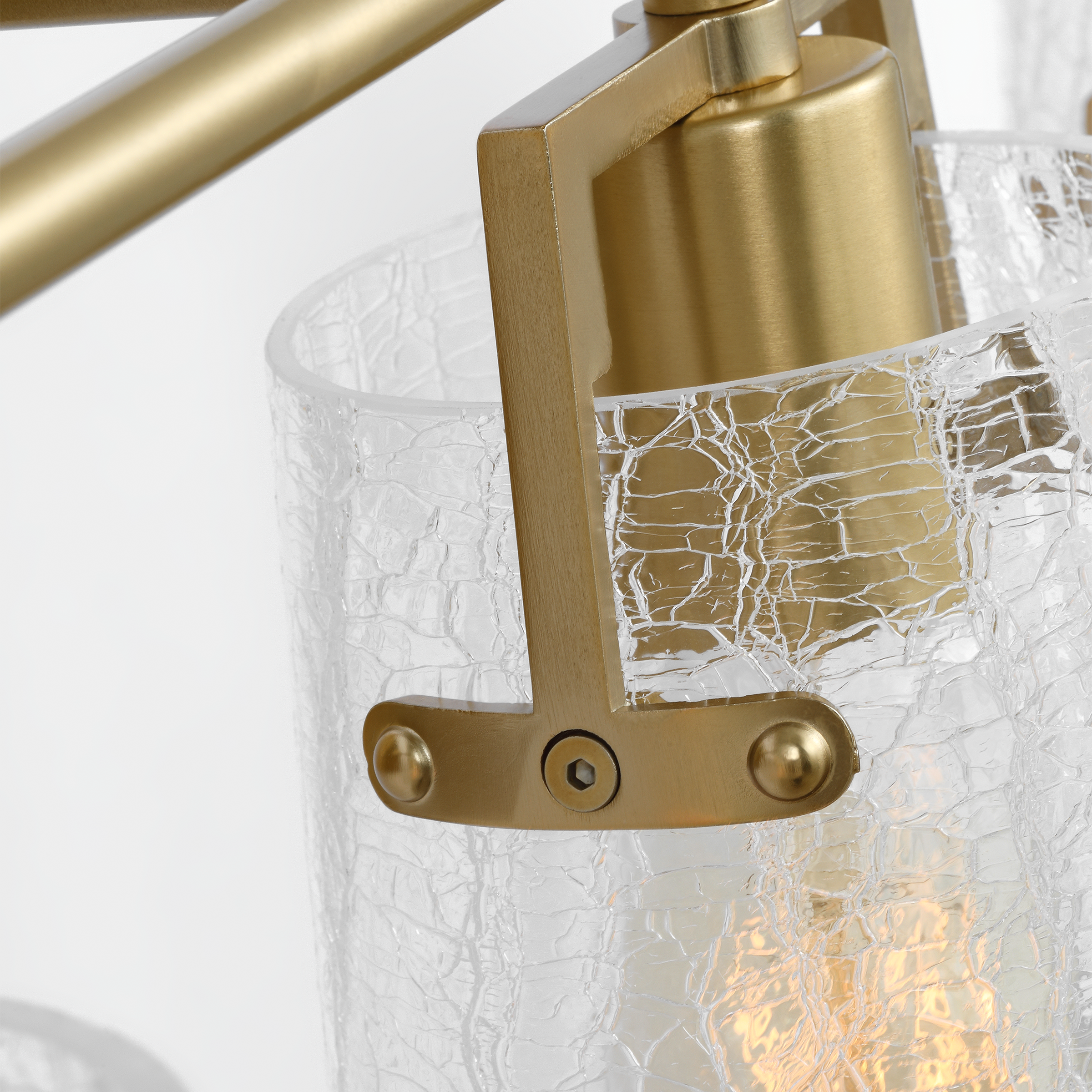Crofton 4 - Light Vanity Satin Brass Clear Crackle Glass