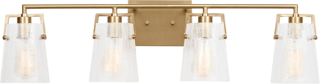 Crofton 4 - Light Vanity Satin Brass Clear Crackle Glass