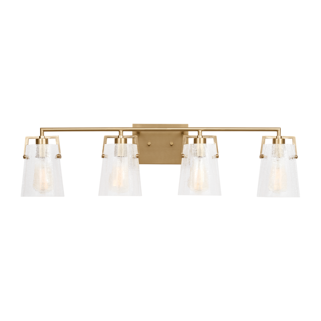 Crofton 4 - Light Vanity Satin Brass Clear Crackle Glass