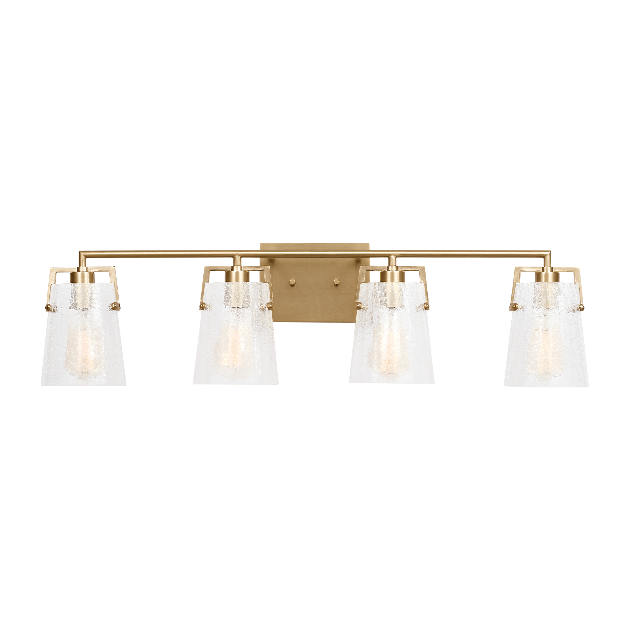 Crofton 4 - Light Vanity Satin Brass Clear Crackle Glass
