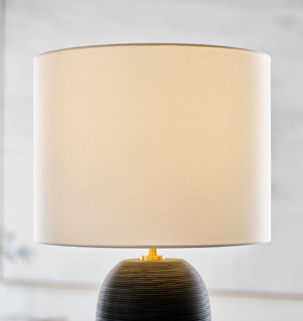 Fanny Slim Table Lamp Rough Black Ceramic Bulbs Inc
