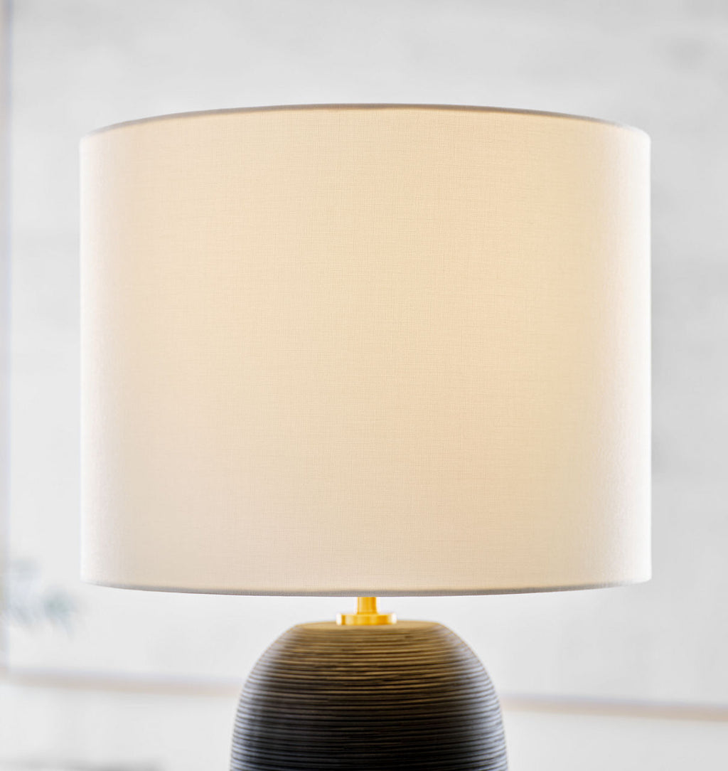 Fanny Slim Table Lamp Rough Black Ceramic Bulbs Inc