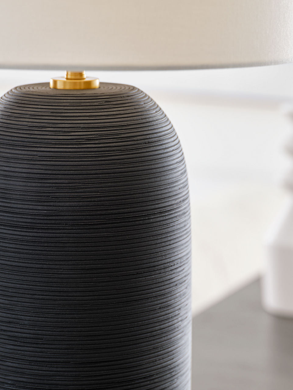 Fanny Slim Table Lamp Rough Black Ceramic Bulbs Inc