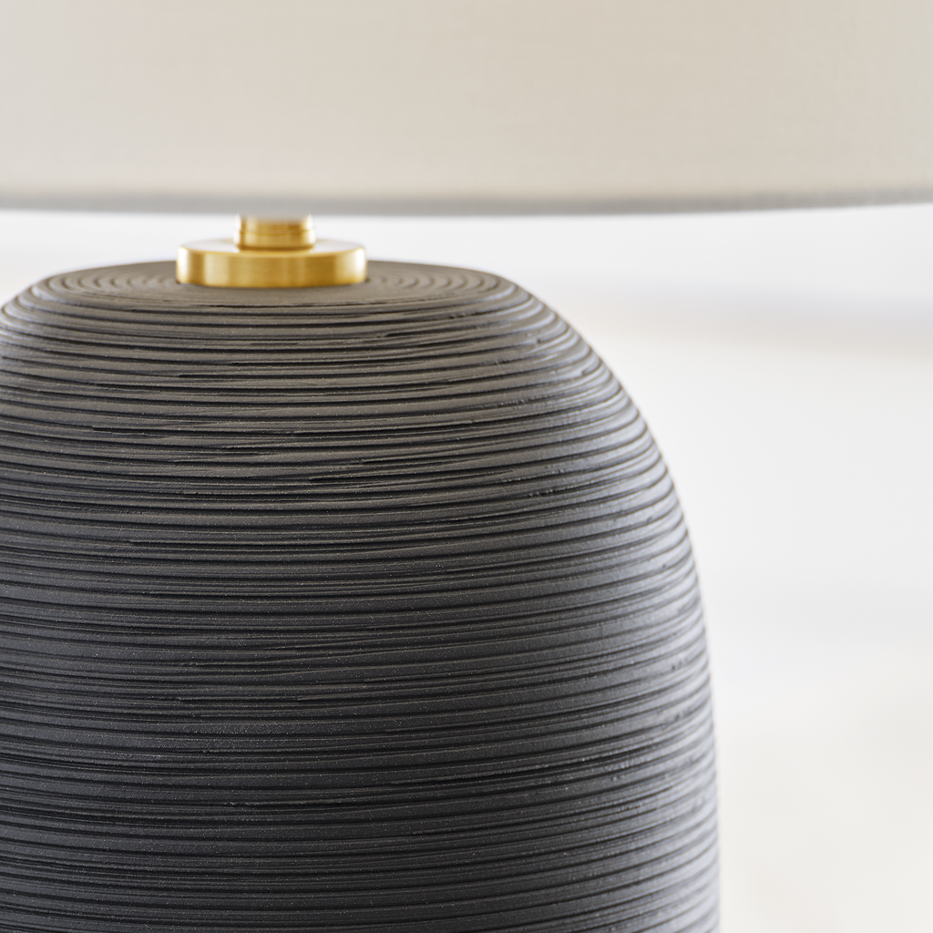 Fanny Slim Table Lamp Rough Black Ceramic Bulbs Inc