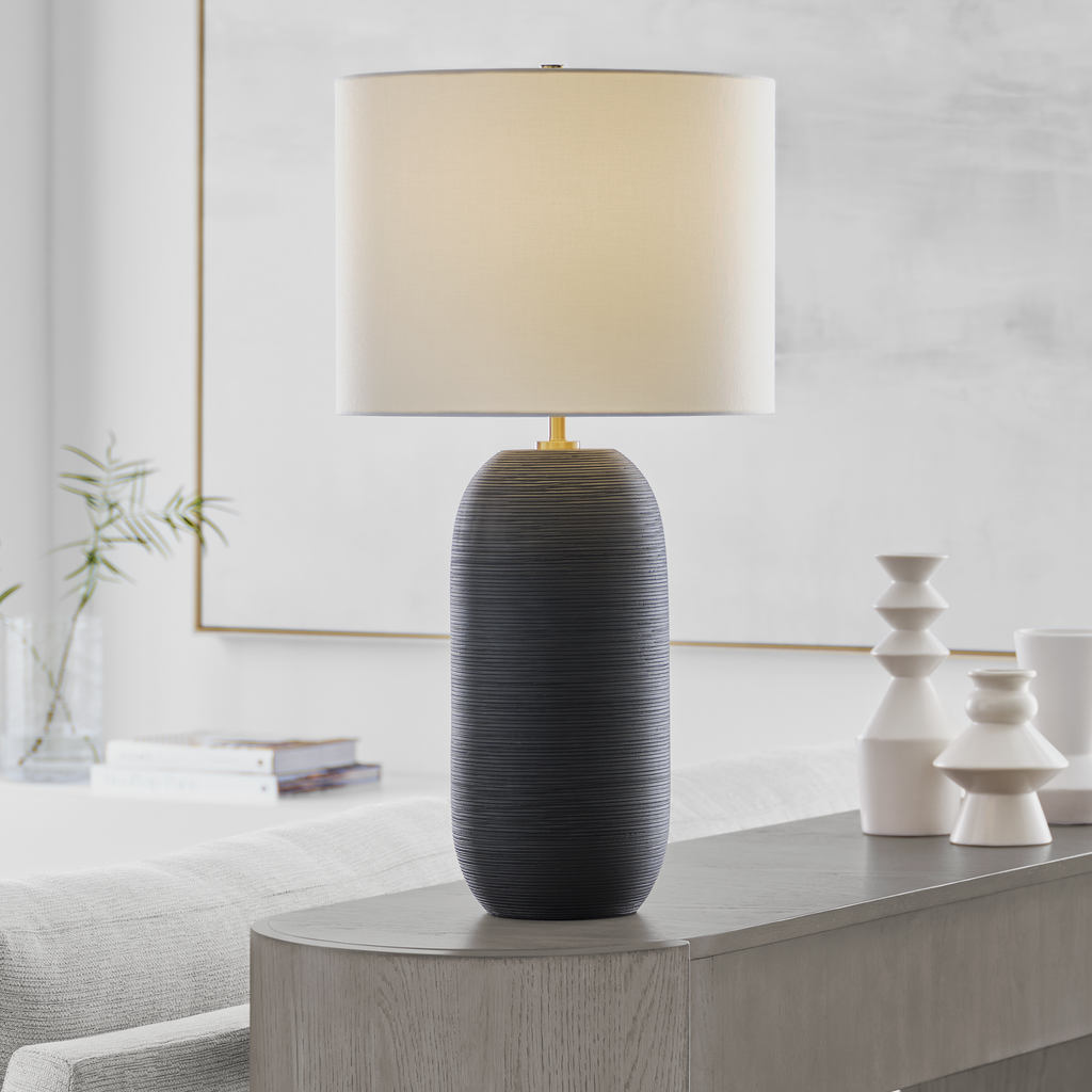 Fanny Slim Table Lamp Rough Black Ceramic Bulbs Inc