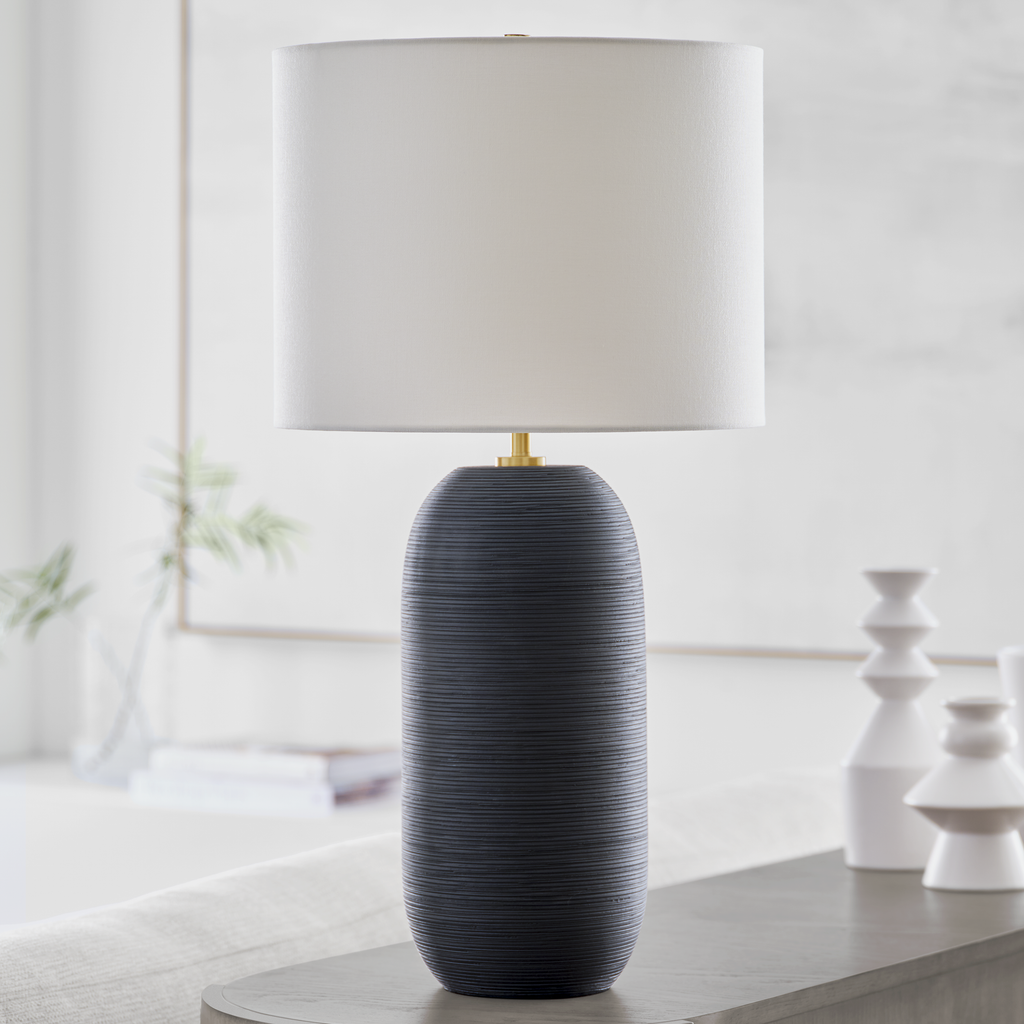 Fanny Slim Table Lamp Rough Black Ceramic Bulbs Inc