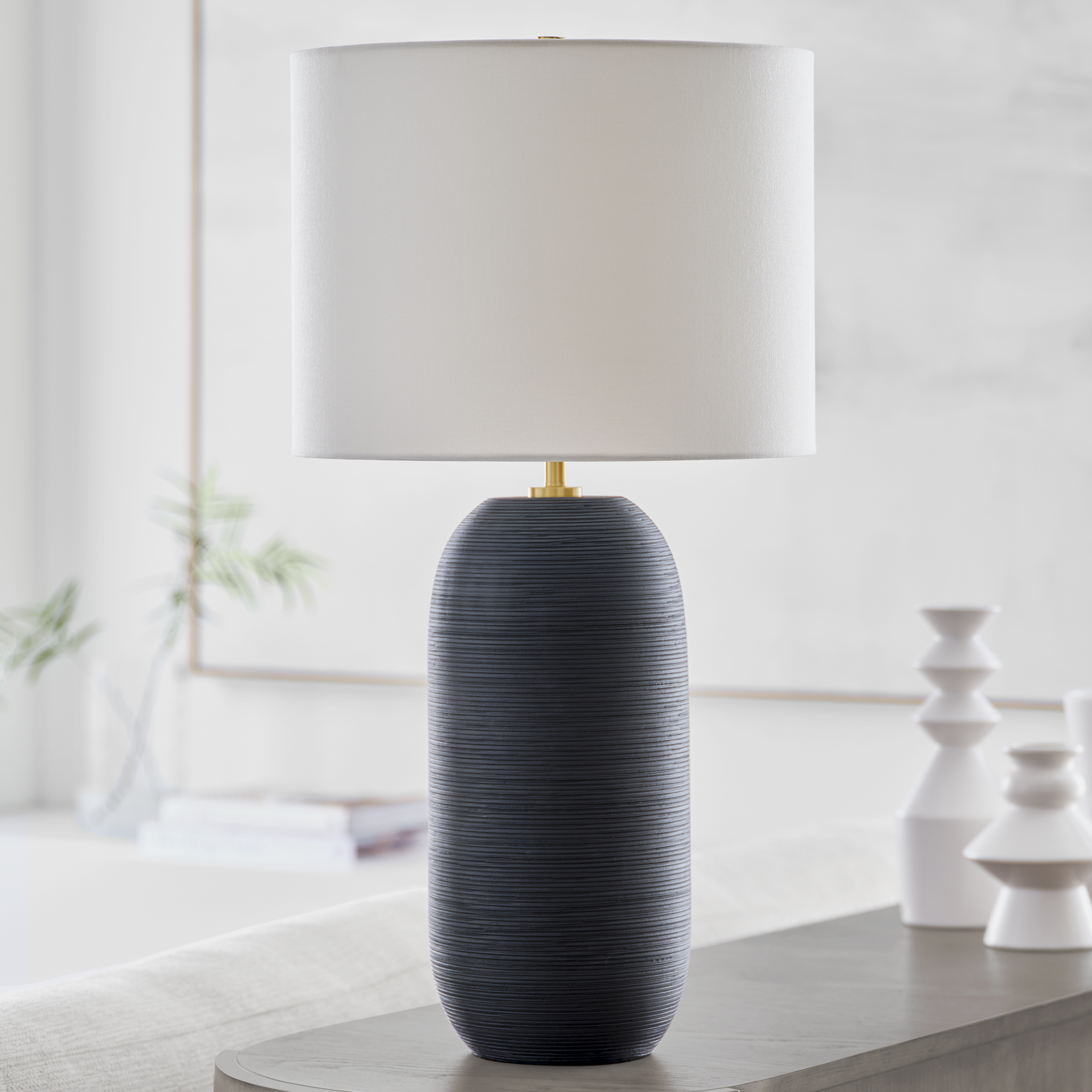 Fanny Slim Table Lamp Rough Black Ceramic Bulbs Inc