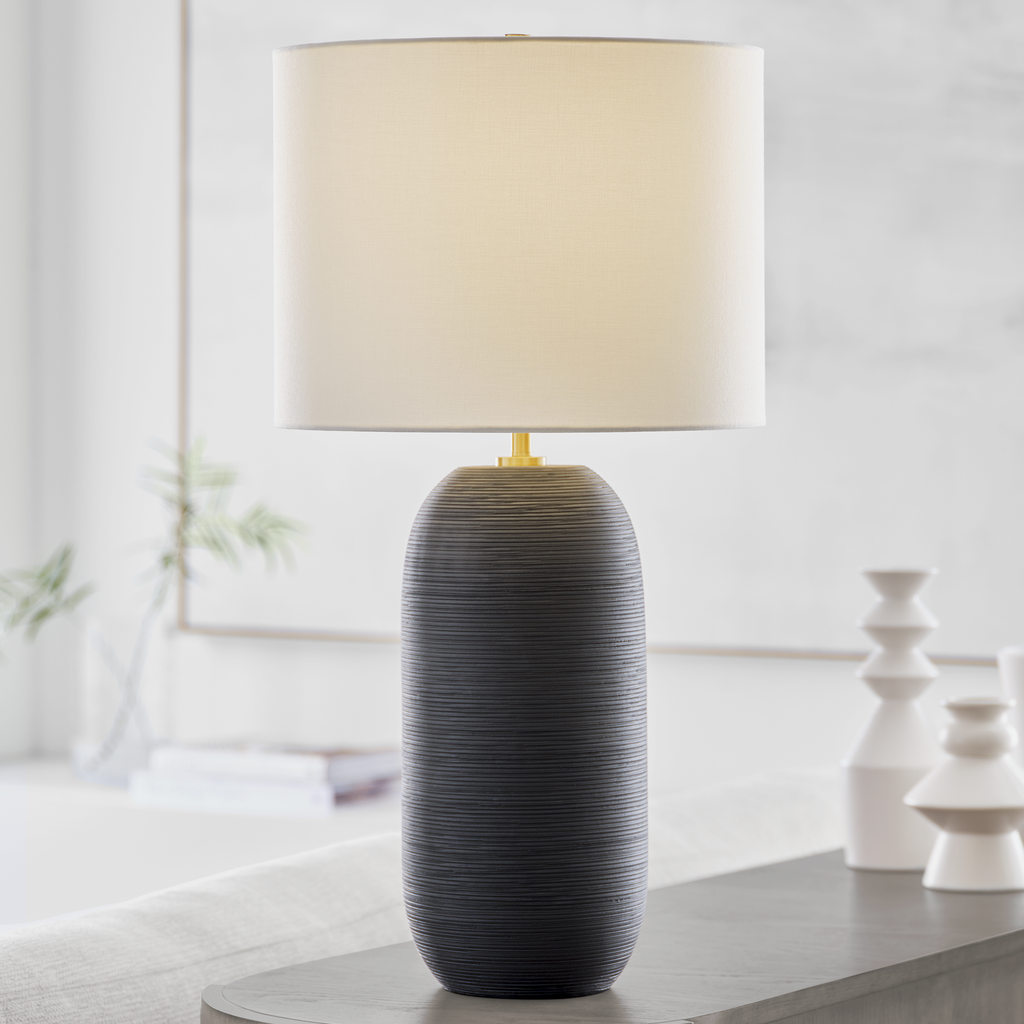 Fanny Slim Table Lamp Rough Black Ceramic Bulbs Inc