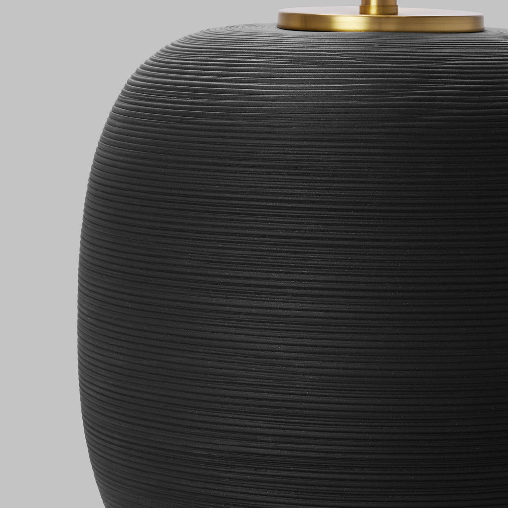 Fanny Wide Table Lamp Rough Black Ceramic Bulbs Inc