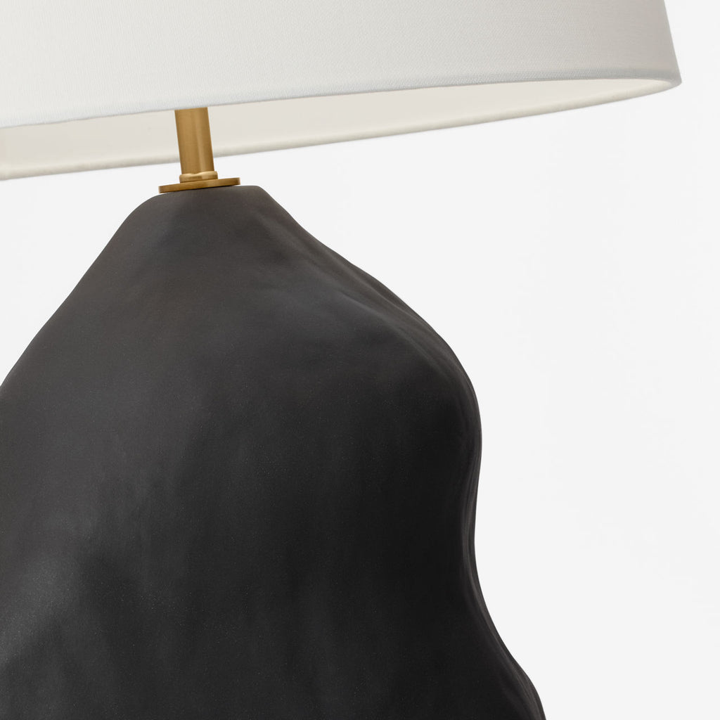 Broxton Medium Table Lamp Rough Black Ceramic Bulbs Inc