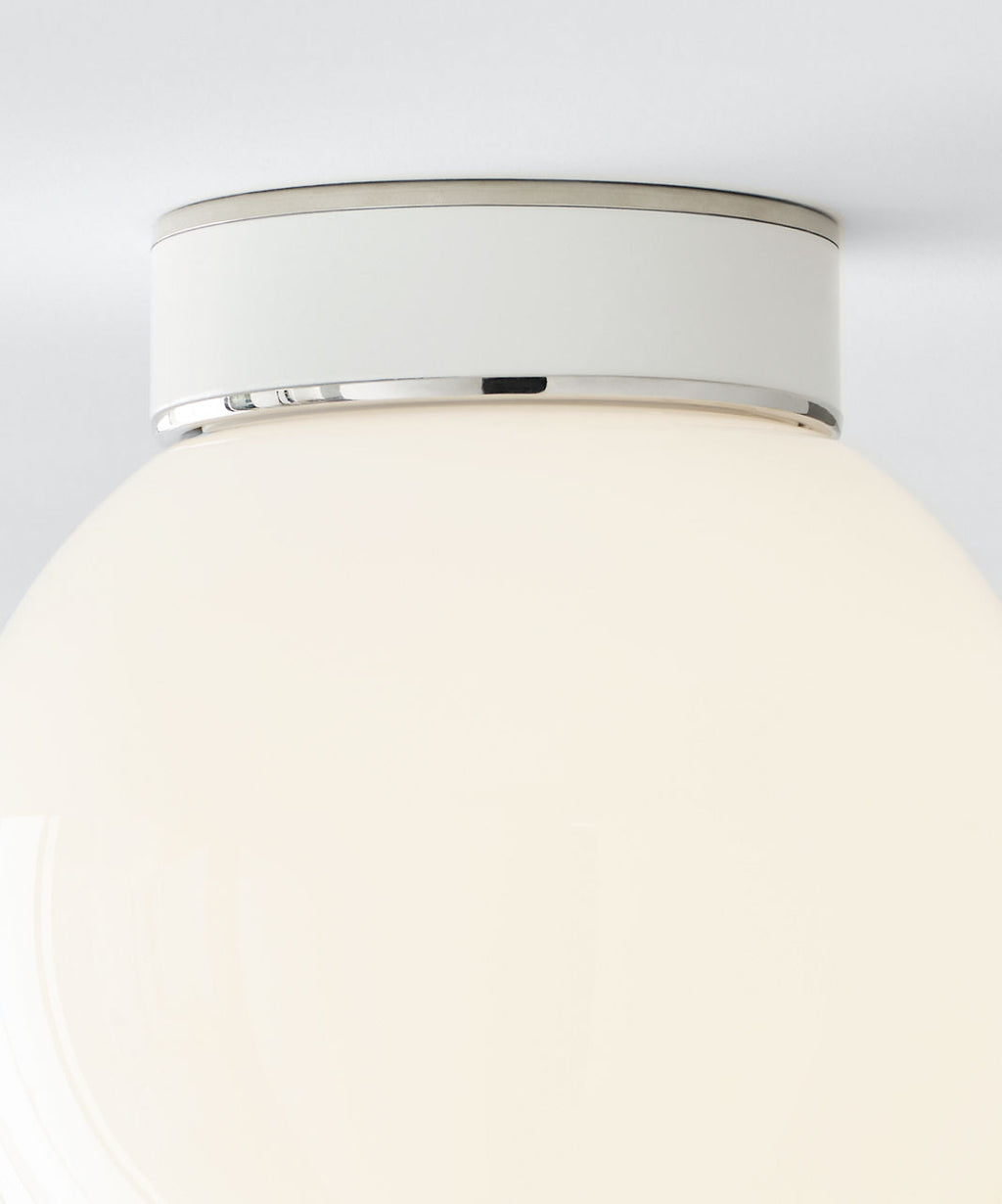 Monroe Small Flush Mount | Polished Nickel and Glossy White