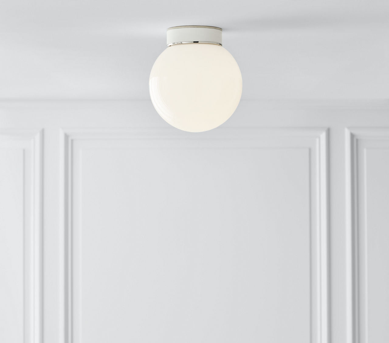Monroe Small Flush Mount | Polished Nickel and Glossy White