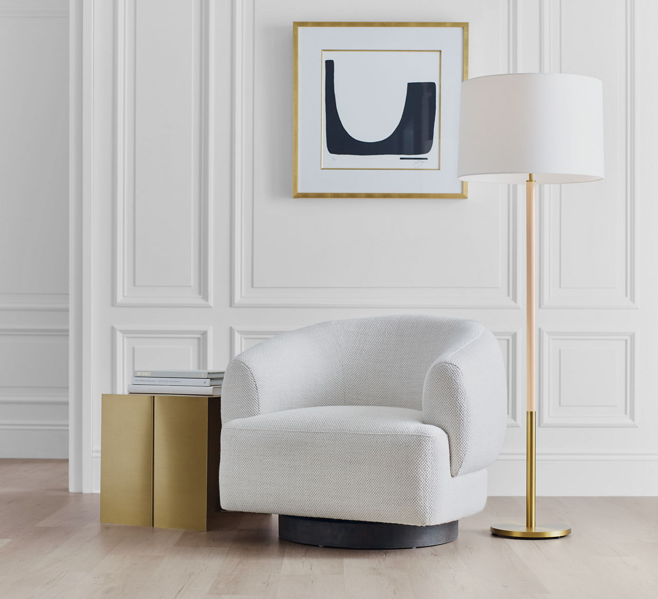 Monroe Large Floor Lamp | Burnished Brass and Blush
